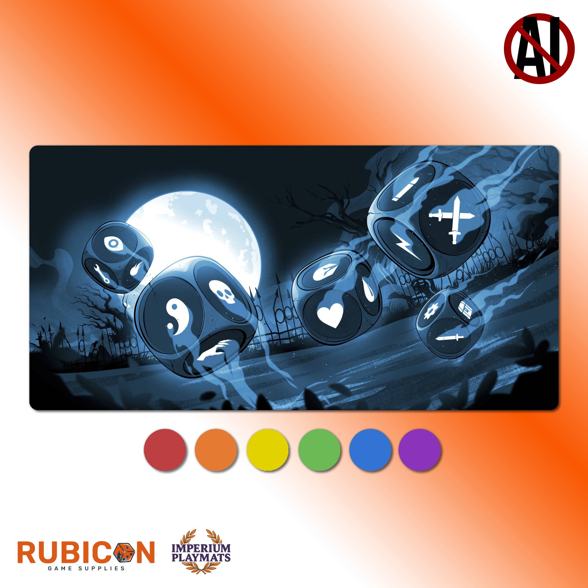 Dice Throne themed playmat, 28"x14"