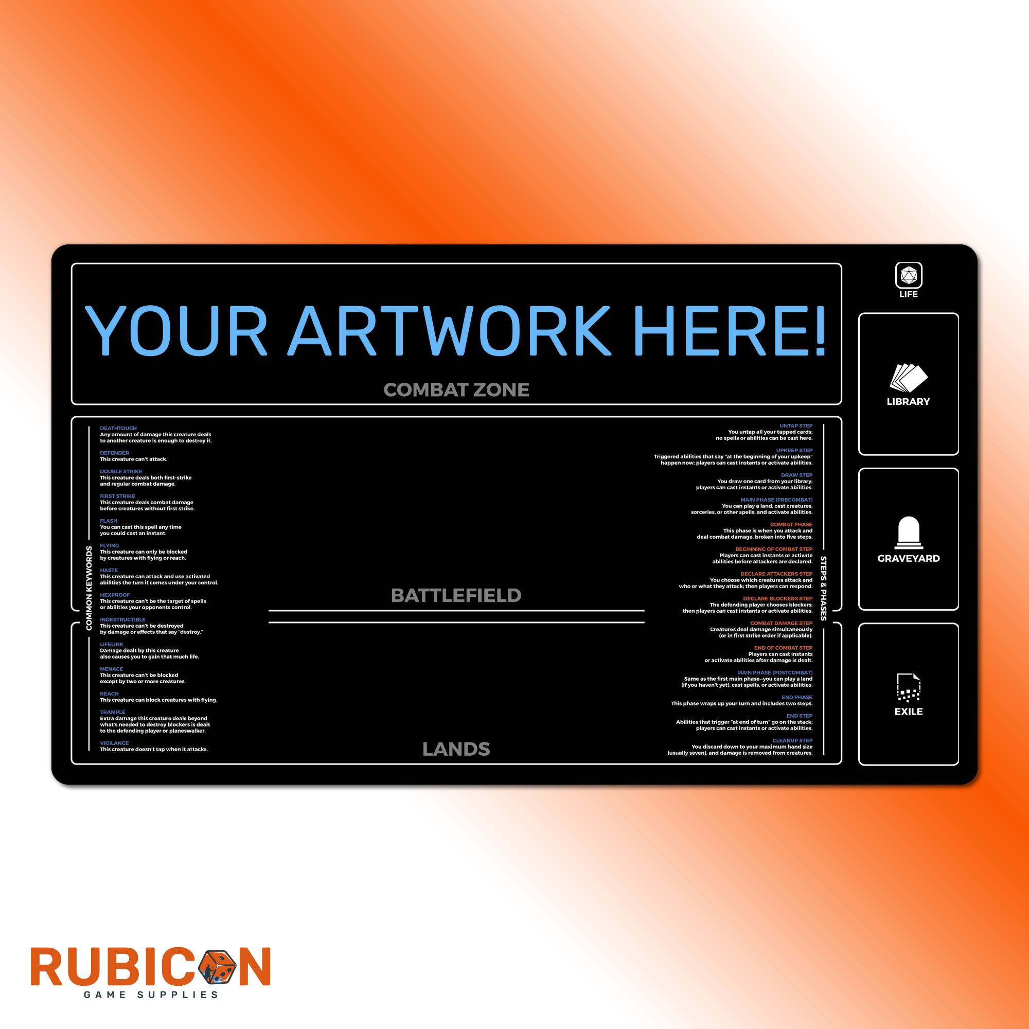 Custom New Player Keywords playmat for Magic the Gathering