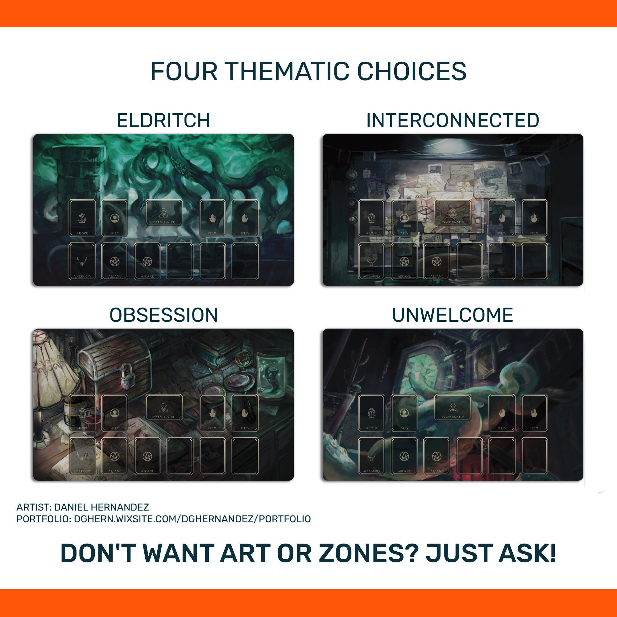 Arkham Horror LCG Investigator playmat, unofficial accessory