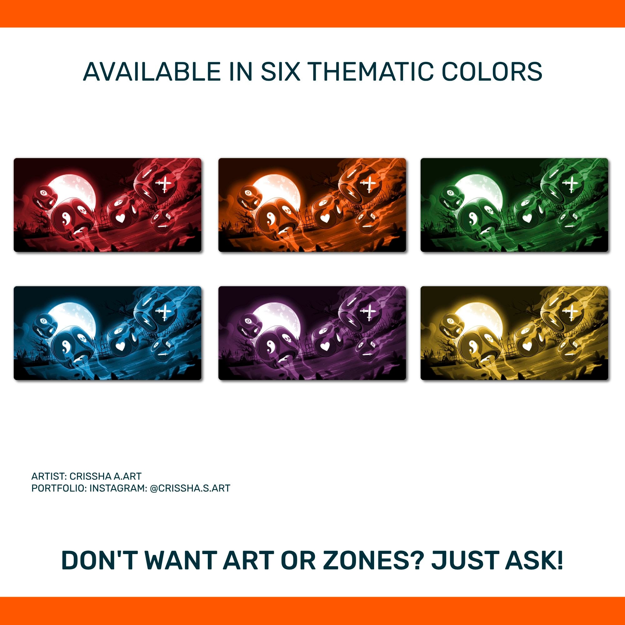 Dice Throne themed playmat, 28"x14"