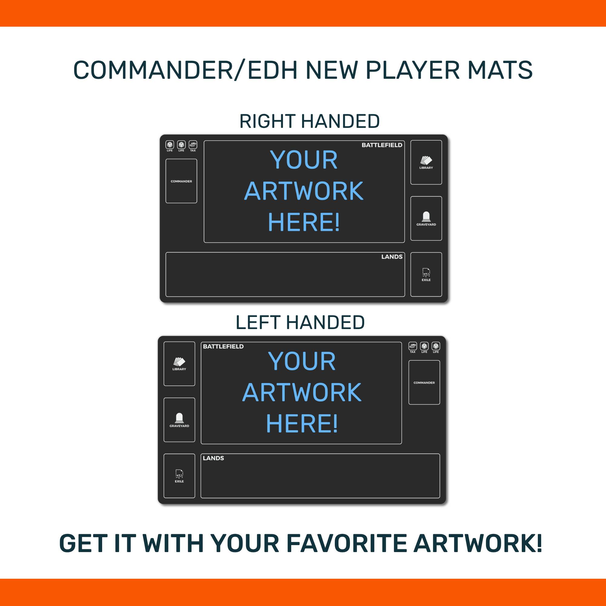 Custom New Player Commander playmat for Magic the Gathering