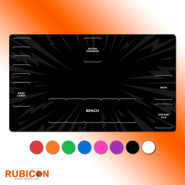 Pokemon playmat, 8 color options, beginner-friendly, neoprene mat with zones, unofficial TCG accessory, standard and extended sizes