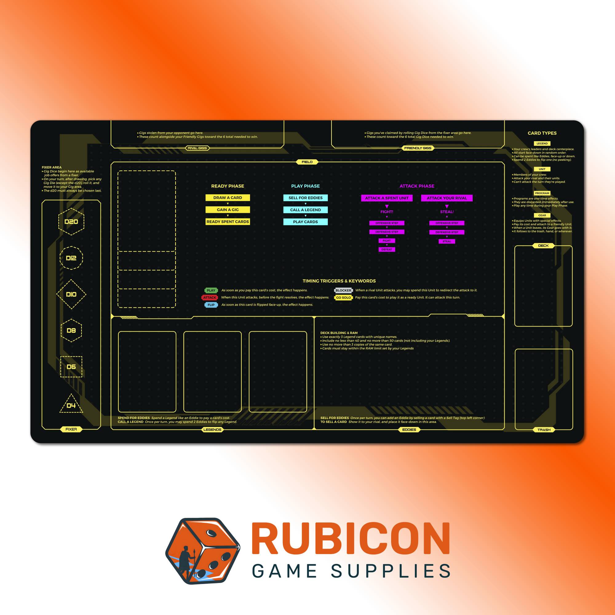 Cyberpunk TCG Learn to Play playmat, unofficial accessory