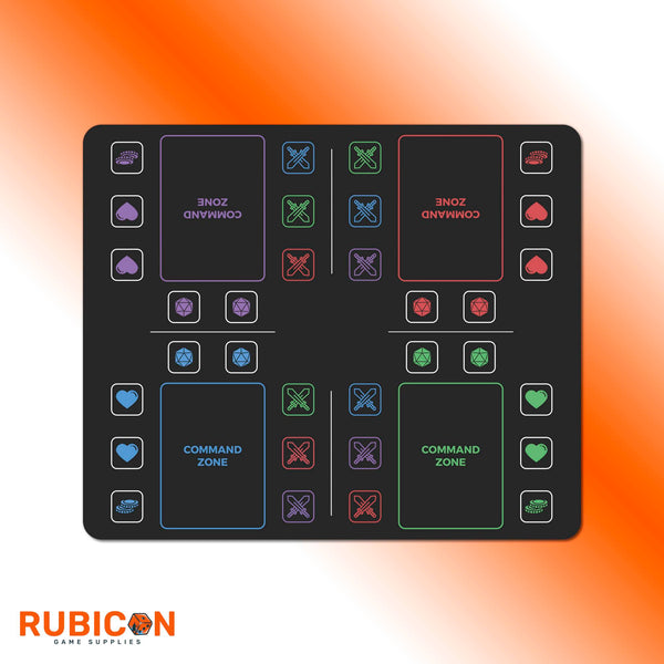 Commander mini dashboard, EDH playmat tracker, Magic accessory, life and damage counter, compact neoprene mat