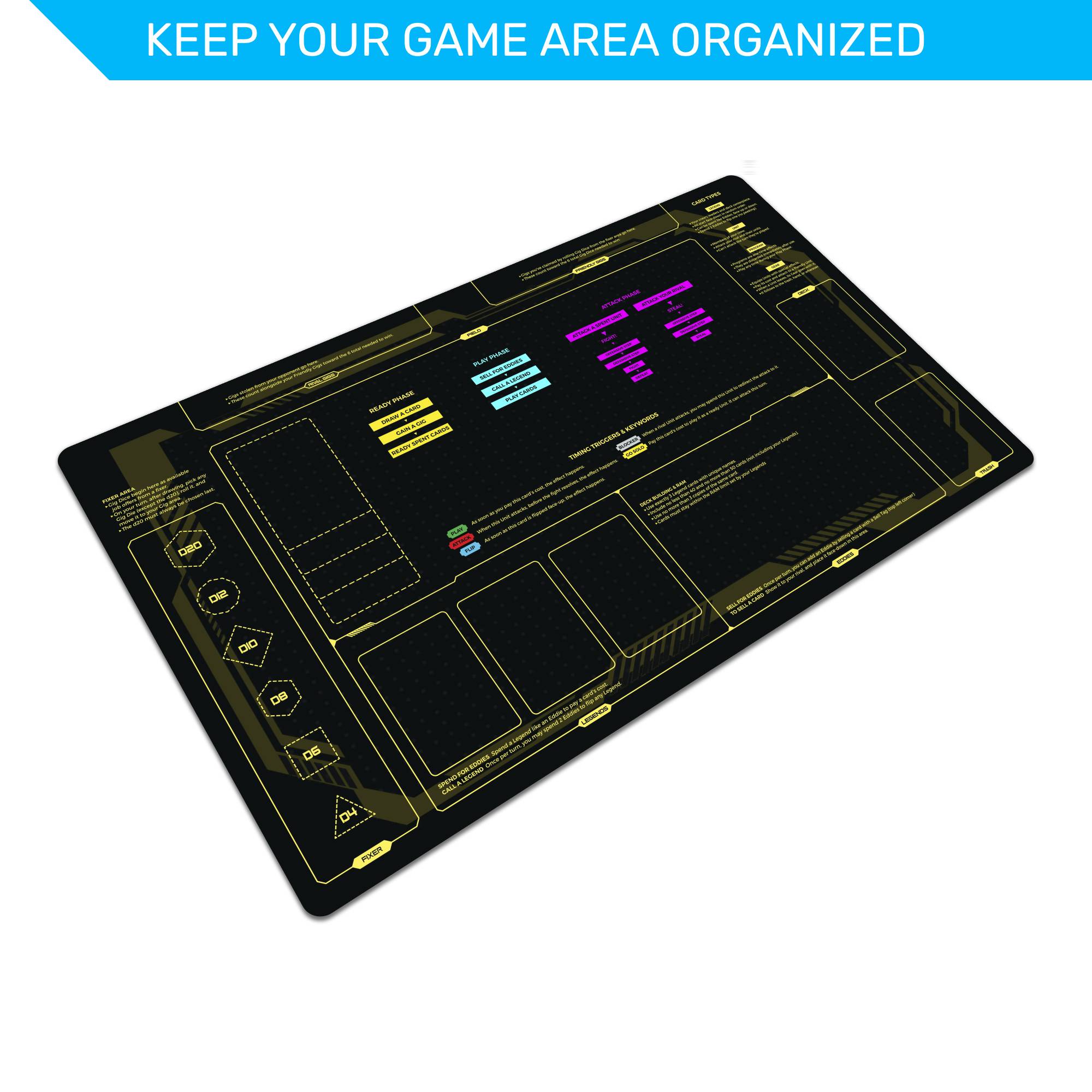 Cyberpunk TCG Learn to Play playmat, unofficial accessory