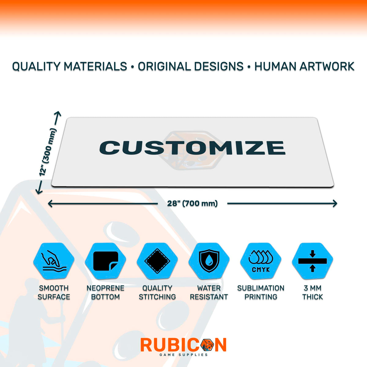 Custom Mousepad 24" x 12", personalized desk mat, stitched edges, wide size, custom art pad, gift for gamers, streamers, full desk setups
