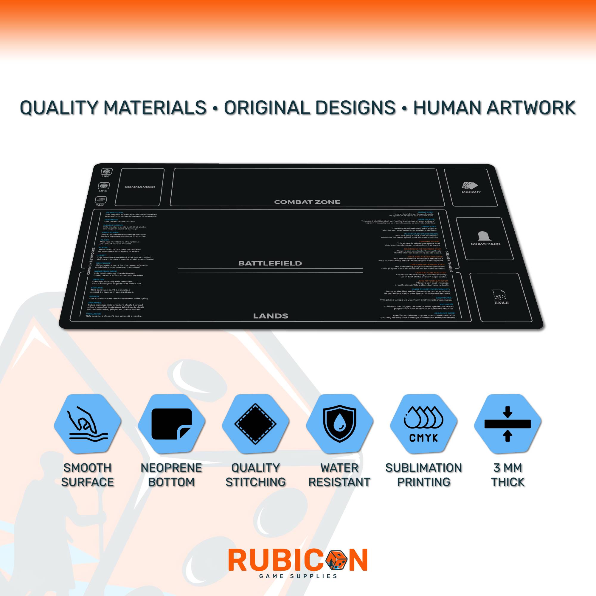 Commander New Player Keywords playmat for Magic the Gathering