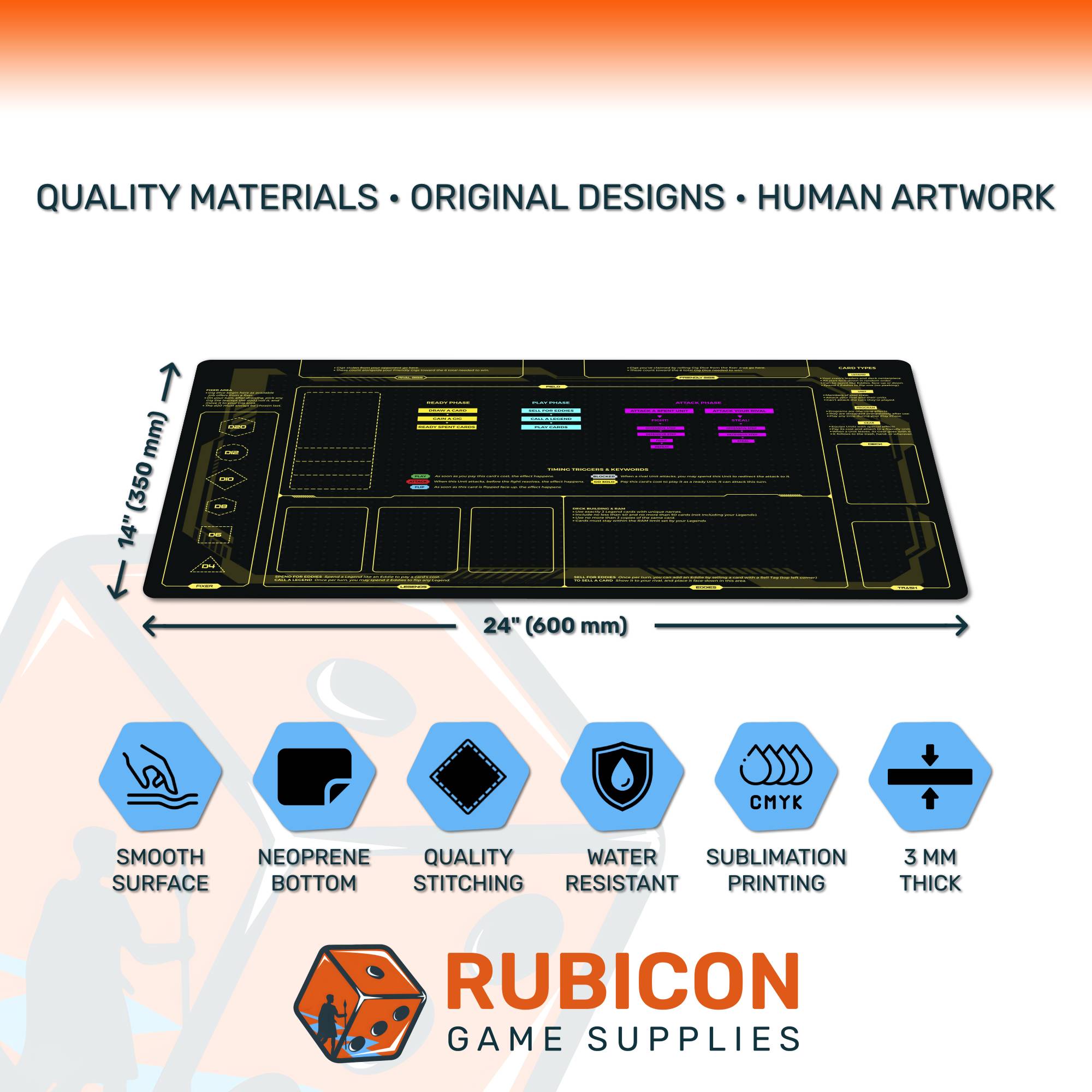 Cyberpunk TCG Learn to Play playmat, unofficial accessory