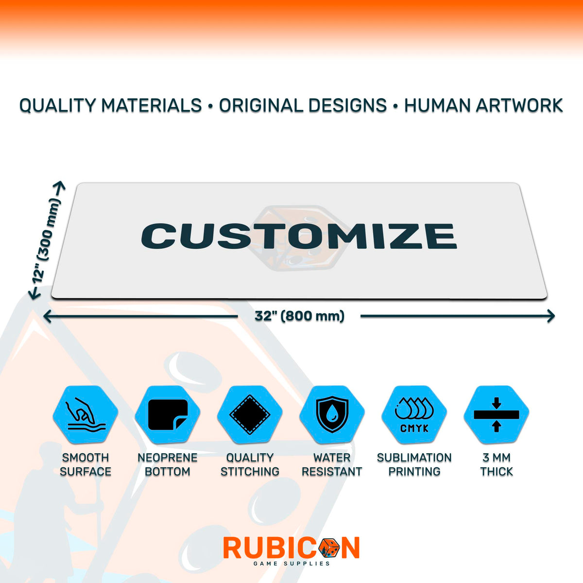 Custom Mousepad 32" x 12", personalized desk mat, stitched edges, extra wide size, custom art pad, gift for gamers, creatives, full desk setups