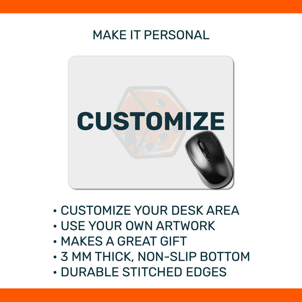 Custom Mousepad 10" x 8", personalized desk mat, stitched edges, compact size, custom art pad, gift for gamers, designers, laptop users