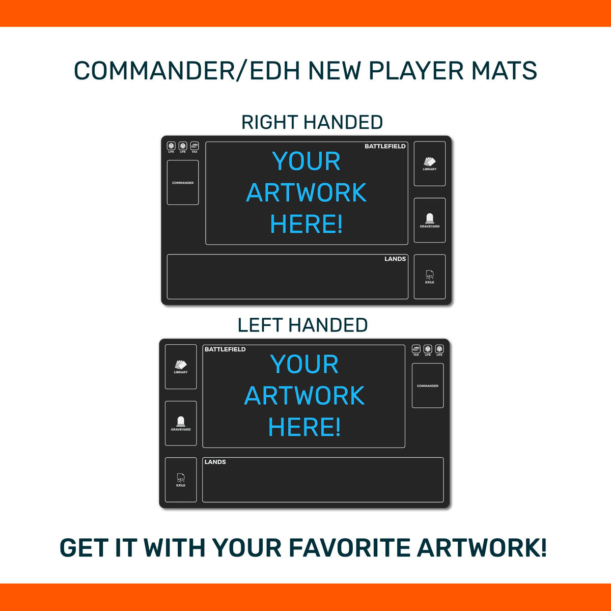 Custom New Player Commander playmat for Magic the Gathering