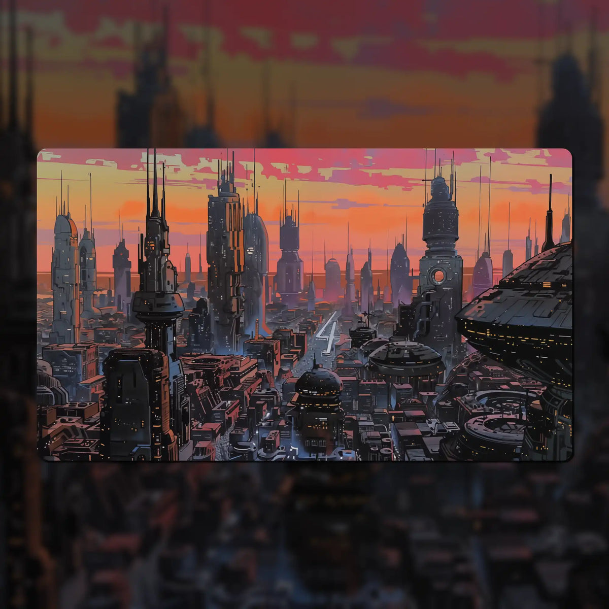 Custom Star Wars: Unlimited playmat, 24" x 14", made of 3 mm neoprene with stitched edges and a non-slip rubber backing. Features dedicated zones for base, leader, ground forces, and space forces. Personalize with fonts, colors, and Star Wars-inspired backgrounds.