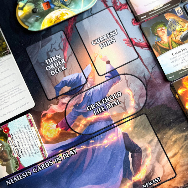Aeon's End vertical playmat, 24" x 14" (600 x 350 mm), neoprene themed compatible game accessory