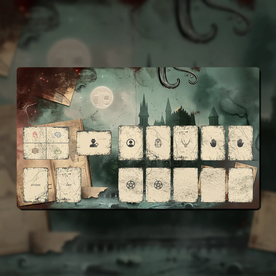 Arkham Horror LCG Investigator playmat, 24" x 14" (600 x 350 mm), compatible accessory