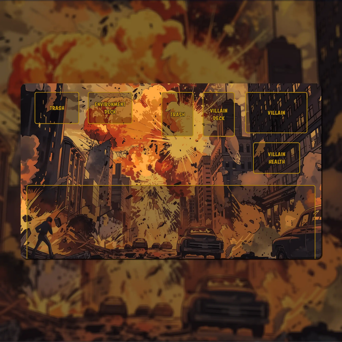 Sentinels of the Multiverse villain playmat, 24" x 14" (600 x 350 mm), neoprene themed compatible game dashboard