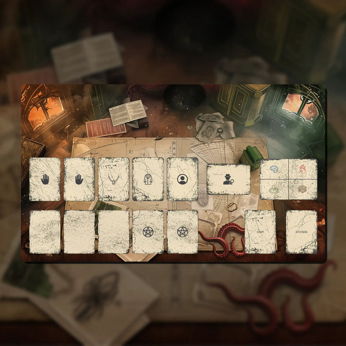 Arkham Horror LCG Investigator playmat, 24" x 14" (600 x 350 mm), compatible accessory
