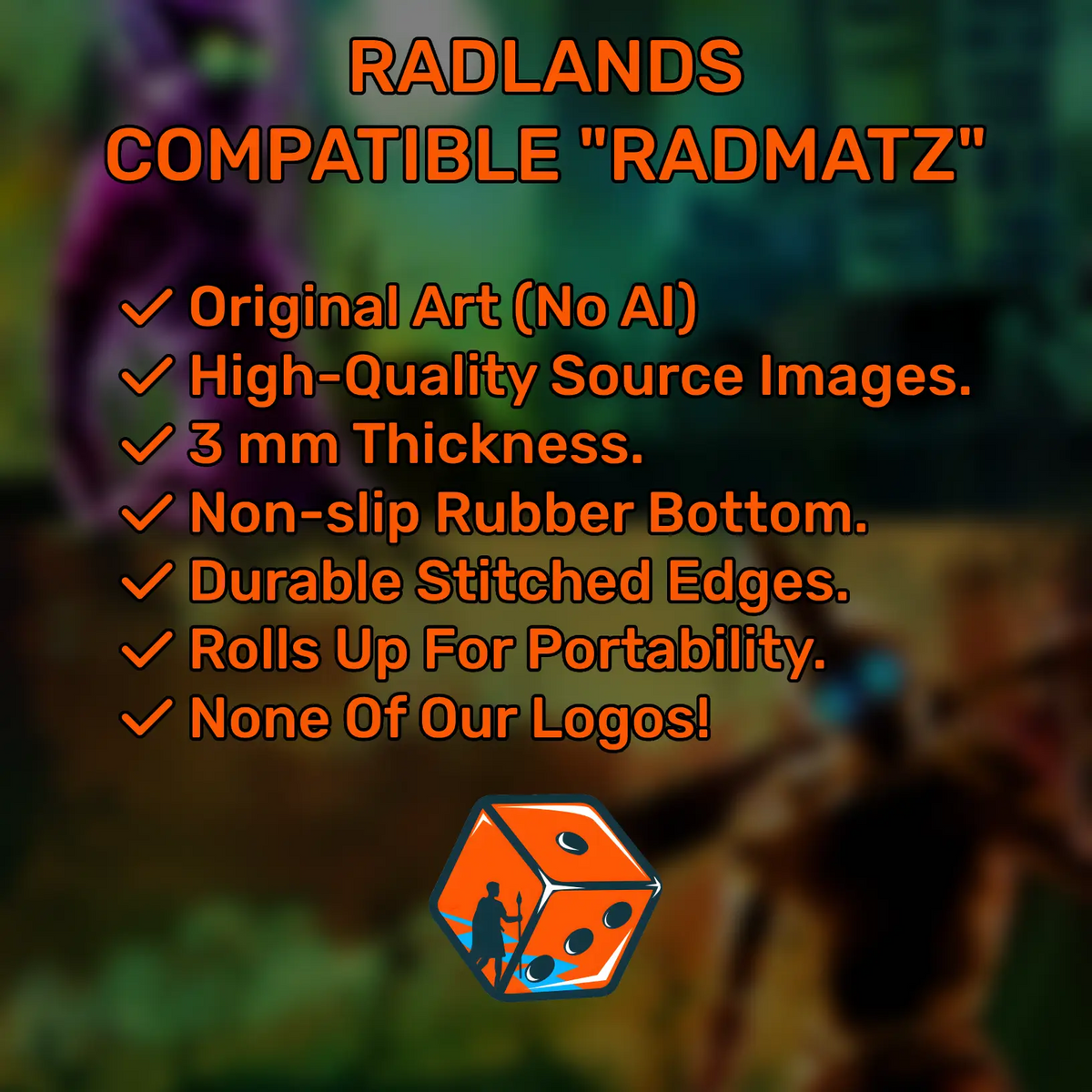 Radlands player playmats, set of two, 24" x 13" (600 x 325 mm), compatible themed tabletop game accessory, No AI Art, Original Artwork