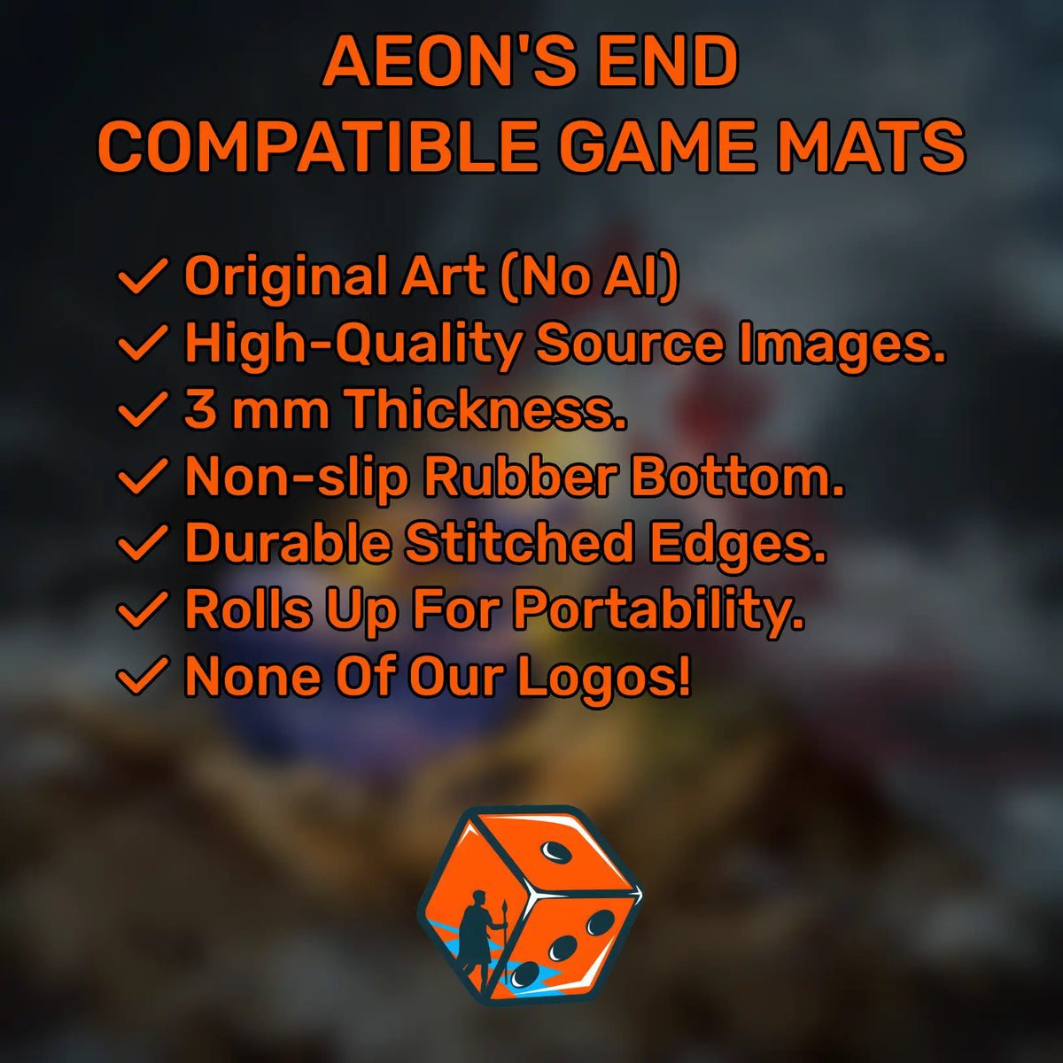 Aeon's End vertical playmat, 24" x 14" (600 x 350 mm), neoprene themed compatible game accessory