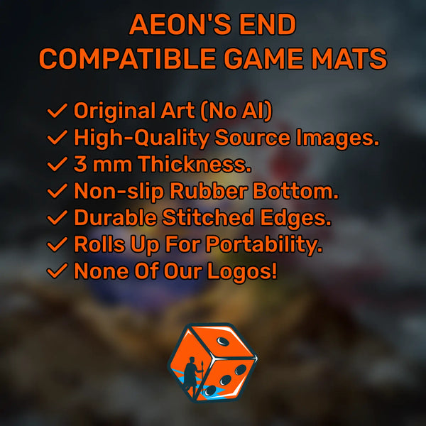Aeon's End vertical playmat, 24" x 14" (600 x 350 mm), neoprene themed compatible game accessory
