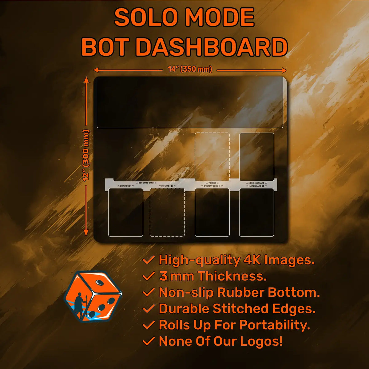 Imperium Horizons solo bot playmat, 14" x 12" (350 x 300 mm), neoprene themed compatible game accessory dashboard