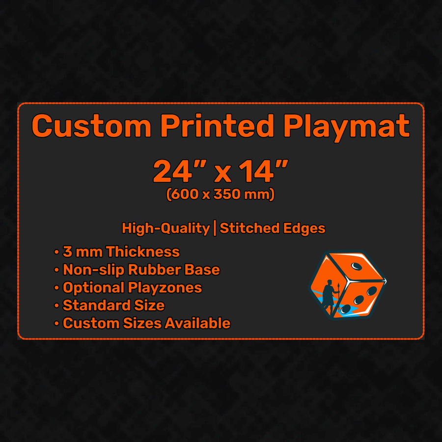 Custom TCG playmat with your art, optional playzones, 24" x 14" (600 x 350 mm)