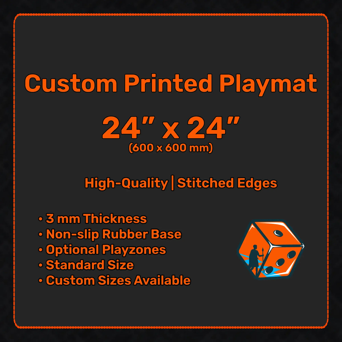 Custom Playmat 24" x 24" (600 x 600 mm), MTG, Disney Lorcana, Flesh and Blood, Pokemon, One Piece, customizable accessory, wargaming