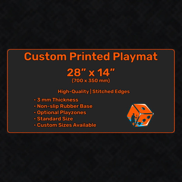 Custom Playmat 28" x 14" (700 x 350 mm), MTG, Disney Lorcana, Flesh and Blood, Pokemon, One Piece, customizable card game accessory, TCG CCG