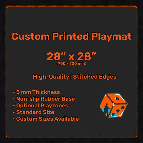 Custom Playmat 28" x 28" (700 x 700 mm), MTG, Disney Lorcana, Flesh and Blood, Pokemon, One Piece, customizable accessory, wargaming