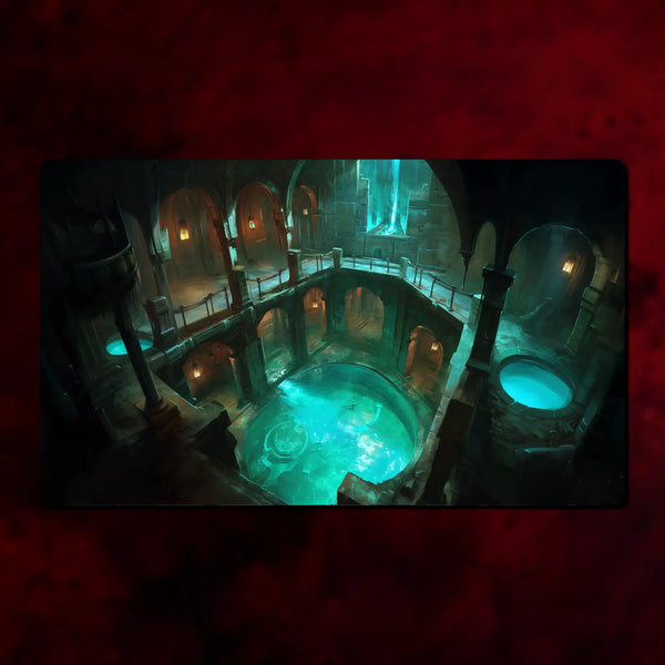 TCG Playmat, Shock Lands theme, 24" x 14" (600 x 350 mm), neoprene themed tabletop card game accessory, MTG