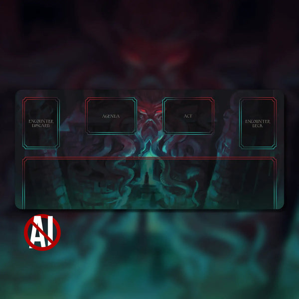 Arkham Horror LCG encounter dashboard, unofficial, 18" x 8", themed compatible accessory playmat