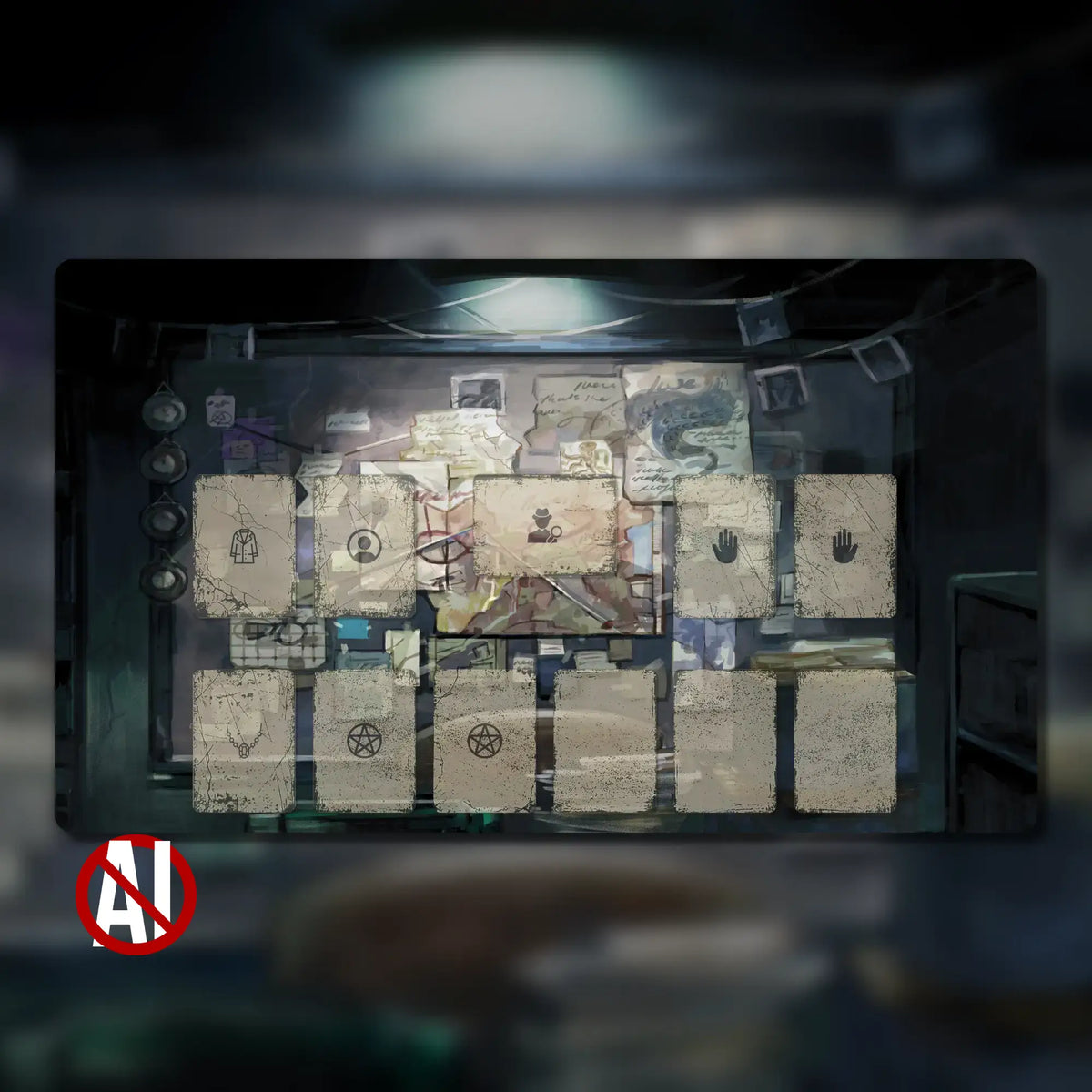 Arkham Horror LCG Investigator playmat, 24" x 14" (600 x 350 mm), compatible themed tabletop accessory