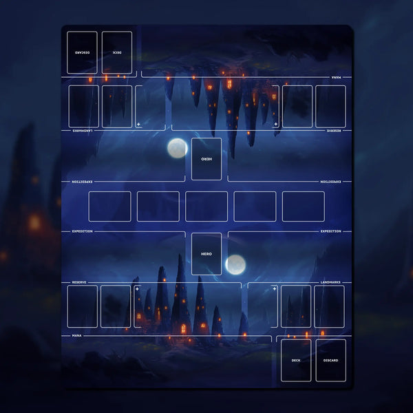 Two-player playmat, 30" x 24" (750 x 600 mm), fan content, compatible themed neoprene player mat