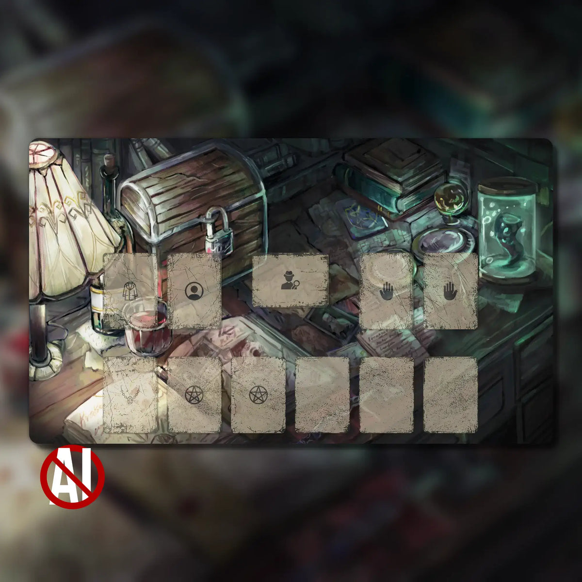 Arkham Horror LCG Investigator playmat, 24" x 14" (600 x 350 mm), compatible themed tabletop accessory