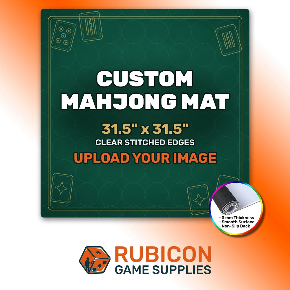 Custom Mahjong mat 31.5 x 31.5 inch with clear stitched edges, upload your own image, 3 mm thick with a smooth surface and non-slip back