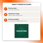 Make it yours in 3 steps: pick your size, upload your image or design your own, and we print and ship from New Jersey