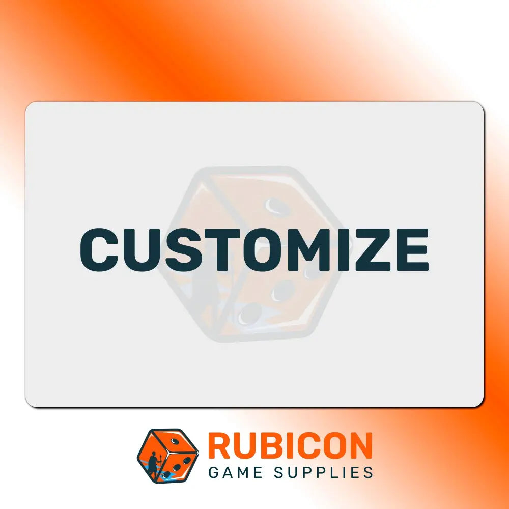 Rubicon Game Supplies customizable dice tray with 'Customize' text on a gradient background