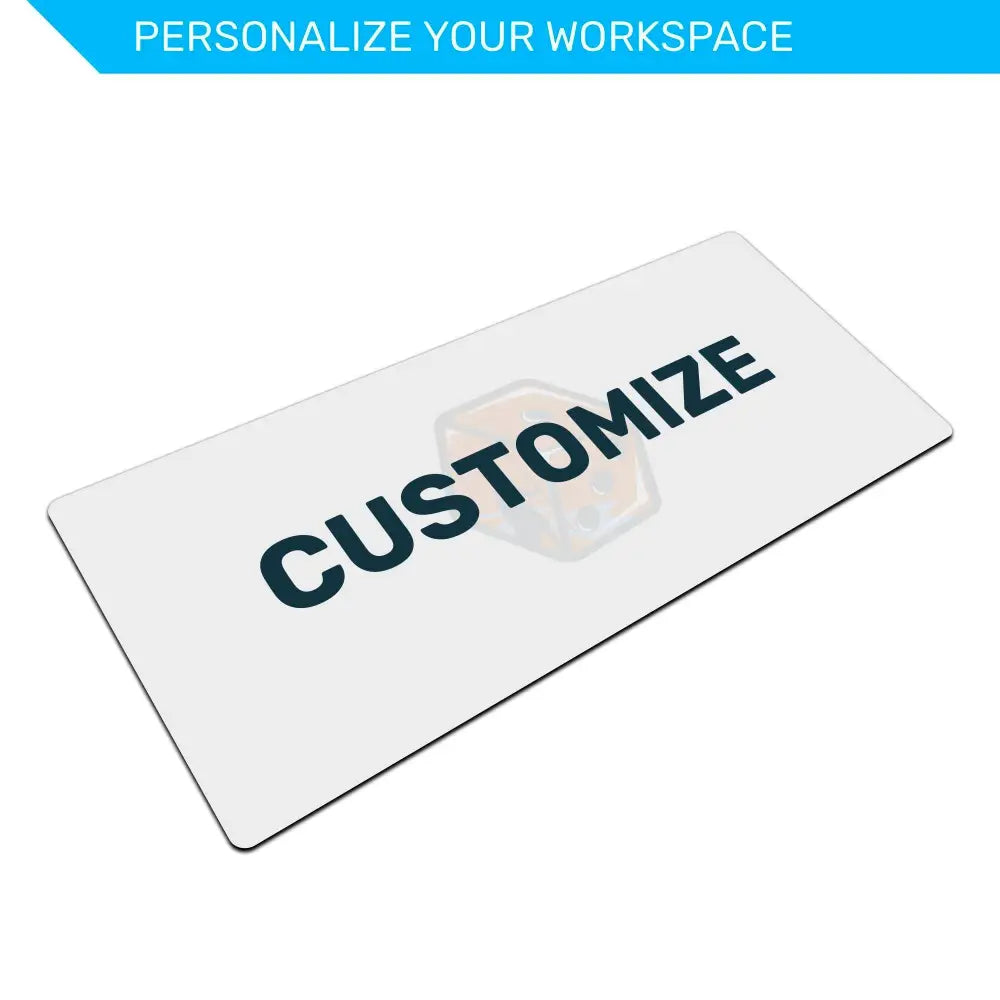 White mouse pad with 'CUSTOMIZE' text on a white background