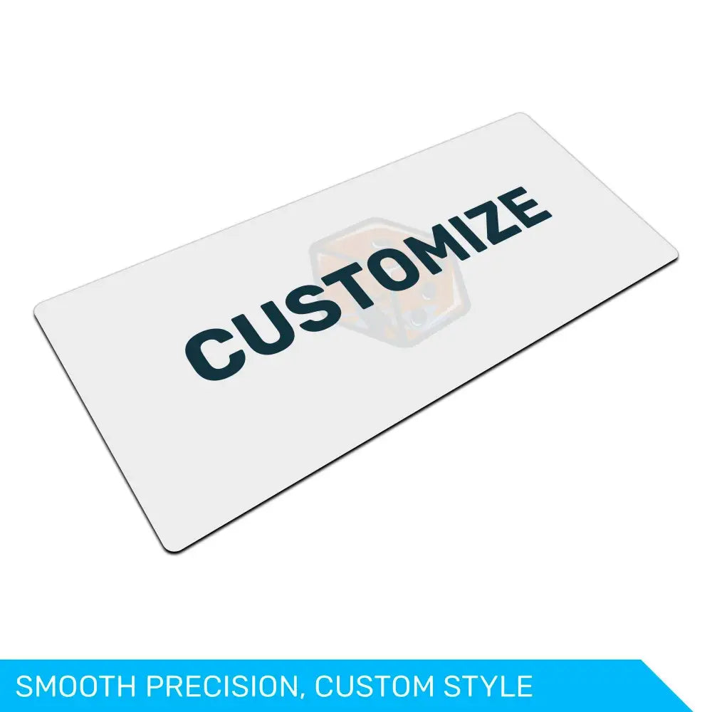 White mouse pad with 'CUSTOMIZE' text on a white background