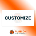 Rubicon Game Supplies logo with 'Customize' text on an orange gradient background
