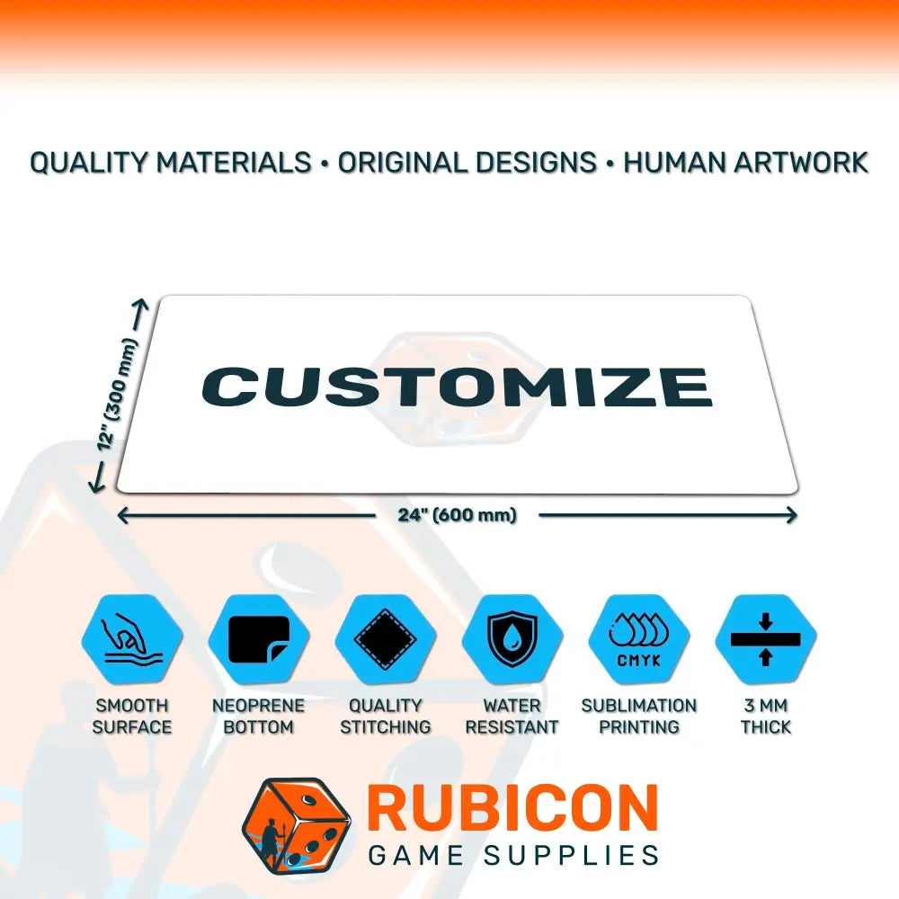 Rubicon Game Supplies product with customizable text and features on a white background