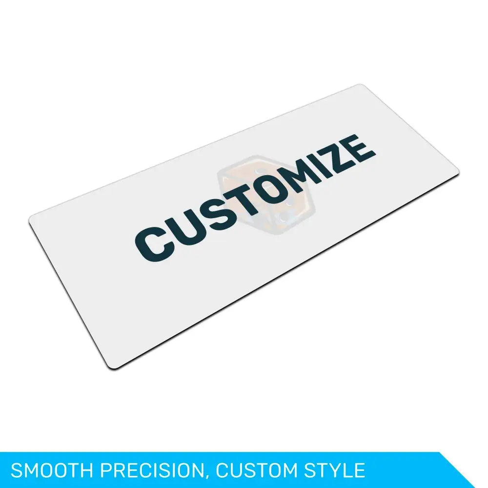 White name tag with 'CUSTOMIZE' text on a white background