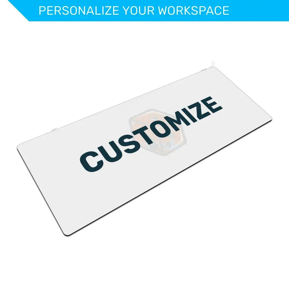 White mouse pad with 'CUSTOMIZE' text on a white background