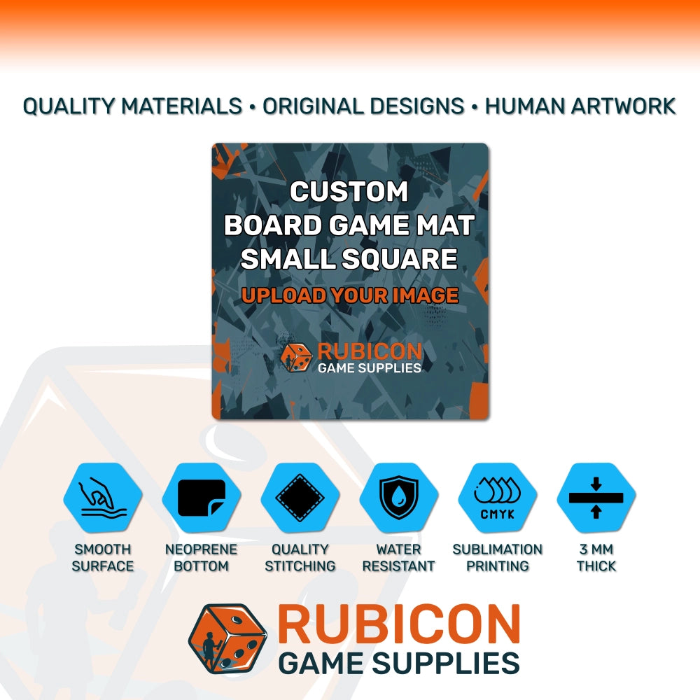 Custom printed board game mat 20" x 20" 3 mm neoprene material specifications