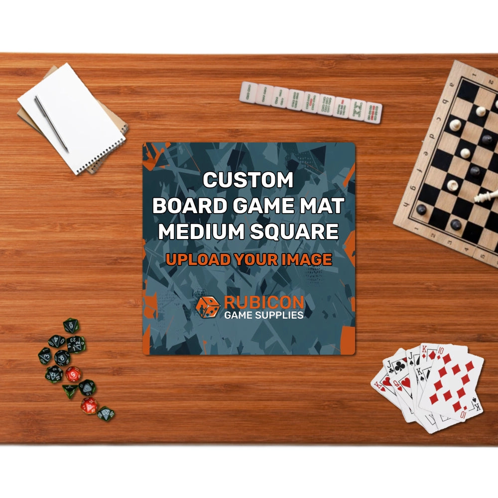 Custom printed board game mat medium square wood table gaming setup