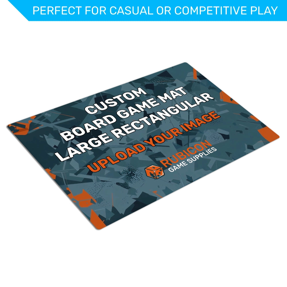 Custom printed board game mat large rectangular angled perspective view