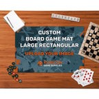 Custom printed board game mat large rectangular wood table gaming setup