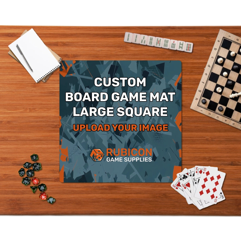 Custom printed board game mat large square wood table gaming setup