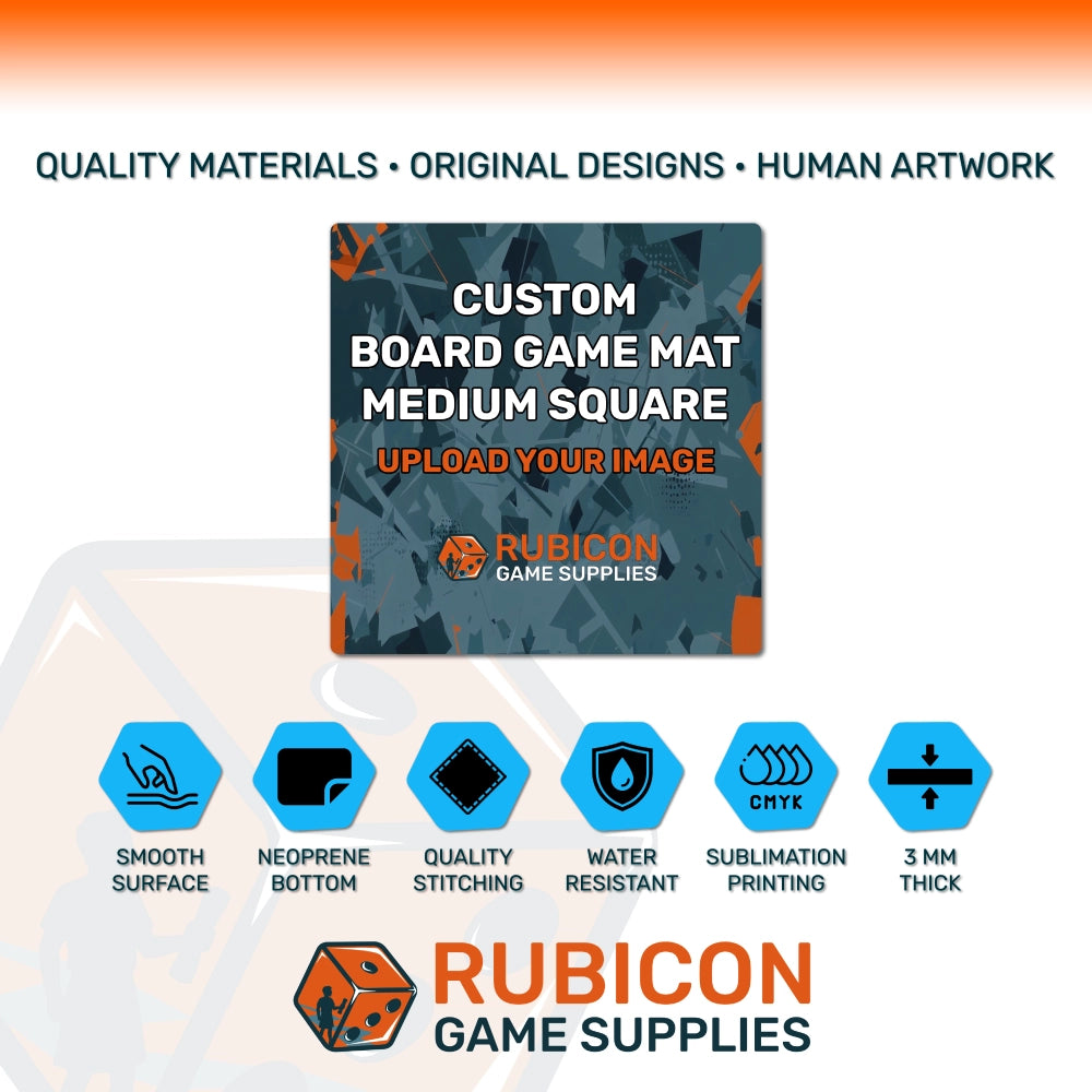 Custom printed board game mat 24" x 24" 3 mm neoprene material specifications