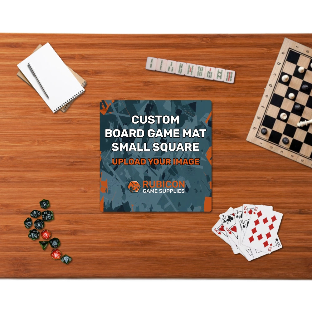 Custom printed board game mat small square wood table gaming setup