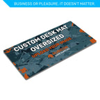 Custom printed desk mat oversized angled perspective view